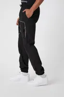 Men Twill 3D Pocket Cargo Joggers in Black, XXL