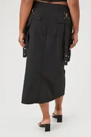 Women's Cargo Midi Skirt in Black, 1X