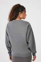 Women's Fleece Rose Graphic Pullover in Charcoal Medium