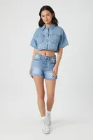 Women's Cropped Denim Shirt Medium