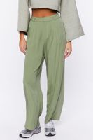 Women's Wide-Leg Pleated Pants in Olive Medium