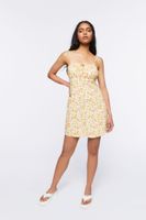 Women's Floral Print Cami Mini Dress in Yellow Medium