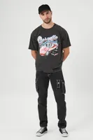 Men Distressed Corvette Graphic Tee in Black Medium