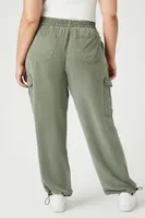 Women's Drawstring Cargo Joggers in Olive, 2X