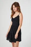 Women's Ruffle-Trim Cami Mini Dress in Black Large