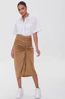 Women's Ruched Drawstring Skirt in Cigar Small