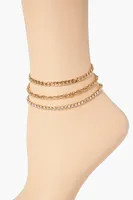 Women's Curb & Byzantine Chain Anklet Set in Gold