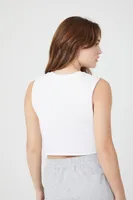 Women's Jersey-Knit Boxy Crop Top in White Large