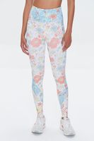 Women's Active Floral Print Leggings in Cream Small