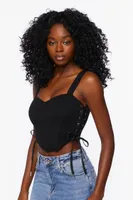 Women's Lace-Up Bustier Crop Top in Black Medium