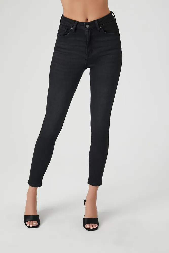 Women's Stretch-Denim Skinny Jeans in Black, 28