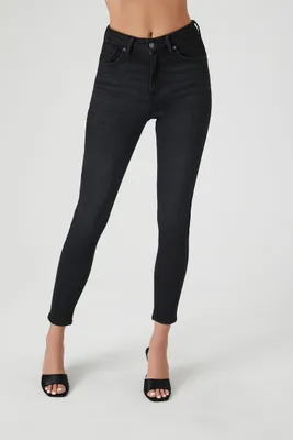 Women's Stretch-Denim Skinny Jeans in Black, 27