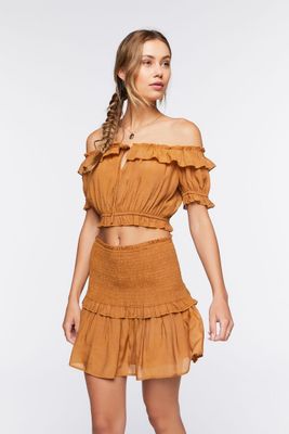 Women's Off-the-Shoulder Top & Mini Skirt Set in Seashell Medium