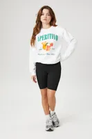 Women's Aperitivo Graphic Fleece Pullover in White Small