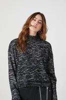 Women's Mock Neck Drop-Sleeve Sweater in Black Large