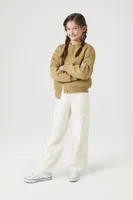 Kids Quilted Bomber Jacket (Girls + Boys) in Taupe, 13/14