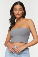 Women's Sweater-Knit Cropped Tube Top in Medium