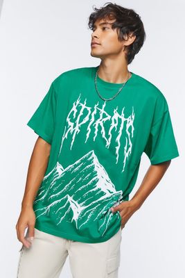 Men Spirits Graphic Tee in Green/White Small
