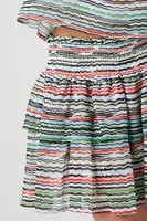 Women's Striped Flounce Mini Skirt in Black Small