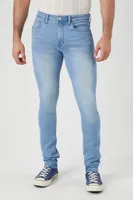 Men Knit Stretch-Denim Skinny Jeans in Light Denim, 31