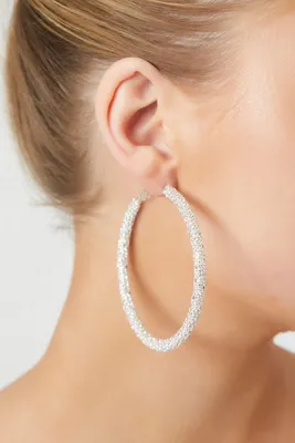 Women's Rhinestone Hoop Earrings in Silver
