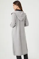 Women's Hooded Duster Cardigan Sweater in Heather Grey Small