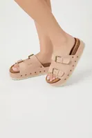 Women's Buckled Dual-Strap Platform Sandals Tan,