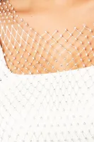 Women's Rhinestone Mesh Crop Top