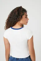 Women's Ribbed Knit Original 96 Cropped T-Shirt Cream