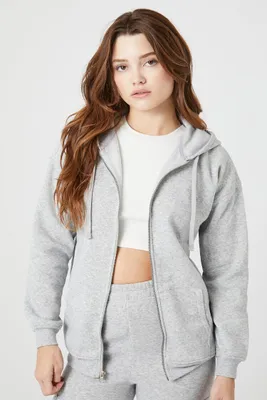 Women's Fleece Zip-Up Hoodie in Heather Grey Large