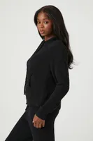 Women's Hooded Zip-Up Sweater in Black Medium