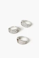 Women's Tiered Rhinestone Ring Set Clear/Silver,