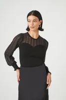 Women's Sweater-Knit Illusion Top in Black Large