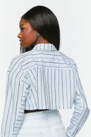 Women's Striped Cropped Shirt in Light Blue Medium