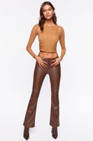 Women's Illusion Neckline Corset Crop Top in Tan Large