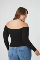 Women's Off-the-Shoulder Top in Black, 3X