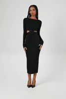 Women's Twist-Front Maxi Sweater Dress in Black, XS