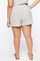 Women's High-Rise Plaid Shorts in Ash Brown/Black, 1X