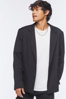 Men Notched Button-Front Blazer in Black Medium