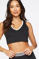 Women's Contrast-Trim Lounge Cropped Tank Top in Black Medium