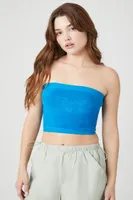 Women's Seamless Cropped Tube Top in Ibiza Blue, M/L