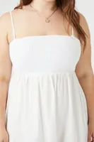 Women's Poplin Midi Dress in White, 3X