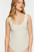 Women's Ribbed Tank Bodysuit in Cream, XXL