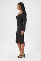 Women's Ribbed Combo Bodycon Midi Dress XL