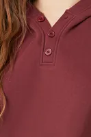 Women's Drop-Sleeve Fleece Hoodie in Wine Small