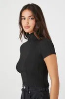 Women's Ribbed Mock Neck Crop Top