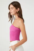 Women's Ribbed Knit Tube Top in Pink Medium