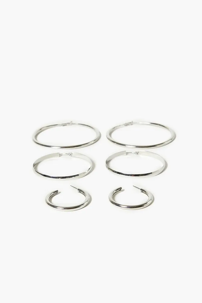 Women's Hoop Earring Set in Silver