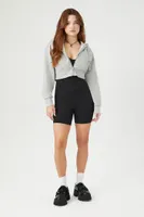 Women's Cropped Zip-Up Hoodie in Heather Grey Medium