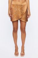 Women's Abstract Print Tulip-Hem Mini Skirt Brown